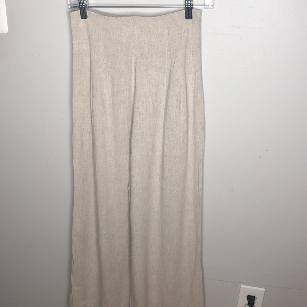 Oatmeal Beige Wide Leg Ankle High Waist Pant - Picture 9 of 10